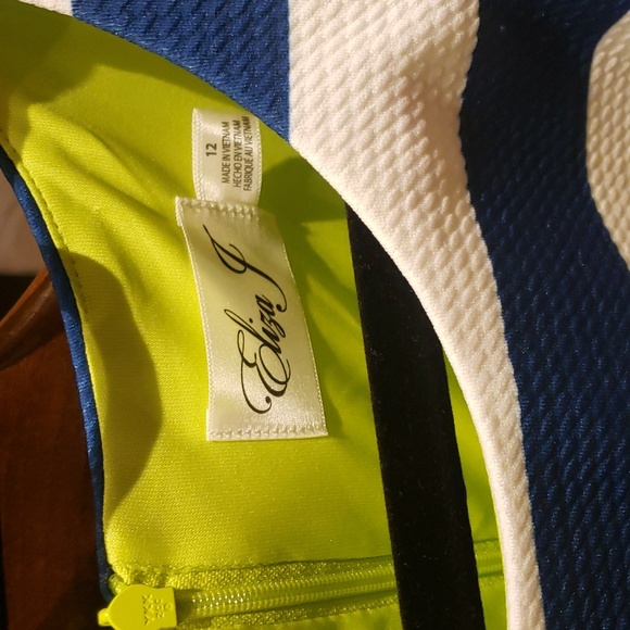 Nwt Eliza J dress blue white lemon green - Picture 6 of 15